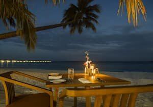 Romantic decorated honeymoon dinner table