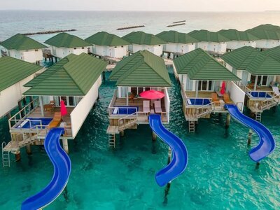 Water Villa with private pool and slide into the lagoon