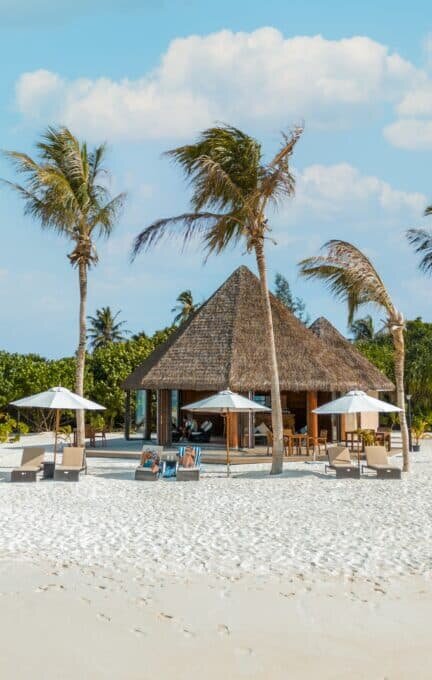 Beach Bar in a traditional Maldivian hut at Brennia Kottefaru