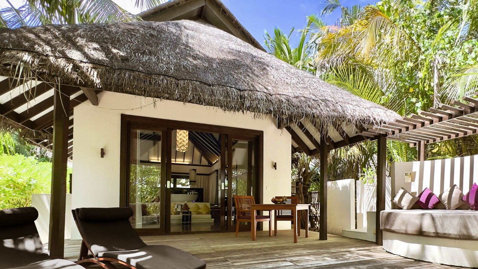 Island Villa with Pool at Coco Bodu Hithi, garden courtyard pool among tropical greenery