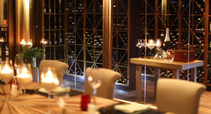 Wine Loft at Coco Bodu Hithi with shelves of more than 200 wines