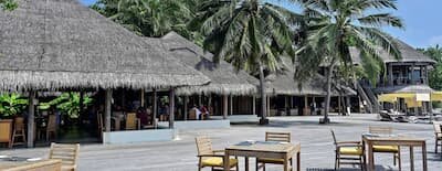 Air restaurant at Coco Bodu Hithi, the poolside main restaurant by the water